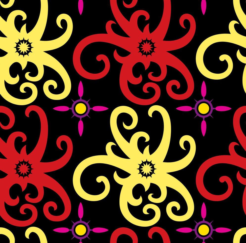 Seamless patern of dayak ethnic pattern.traditional Indonesian fabric motif.borneo pattern. vector design inspiration. Creative textile for fashion or cloth