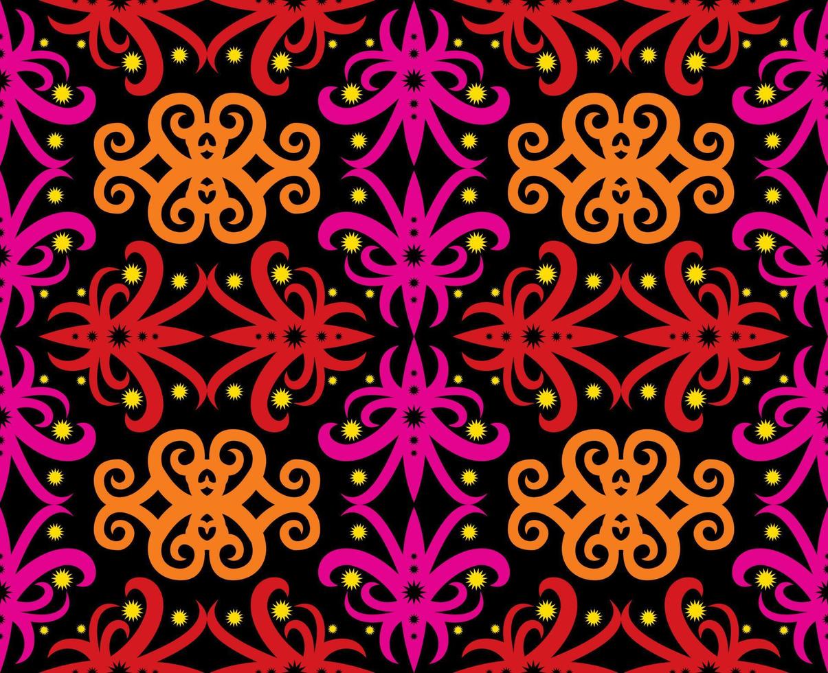 patrón sin costuras de patrón étnico dayak.motivo de tela indonesia tradicional.patrón de borneo. inspiración de diseño vectorial. textil creativo para moda o tela vector