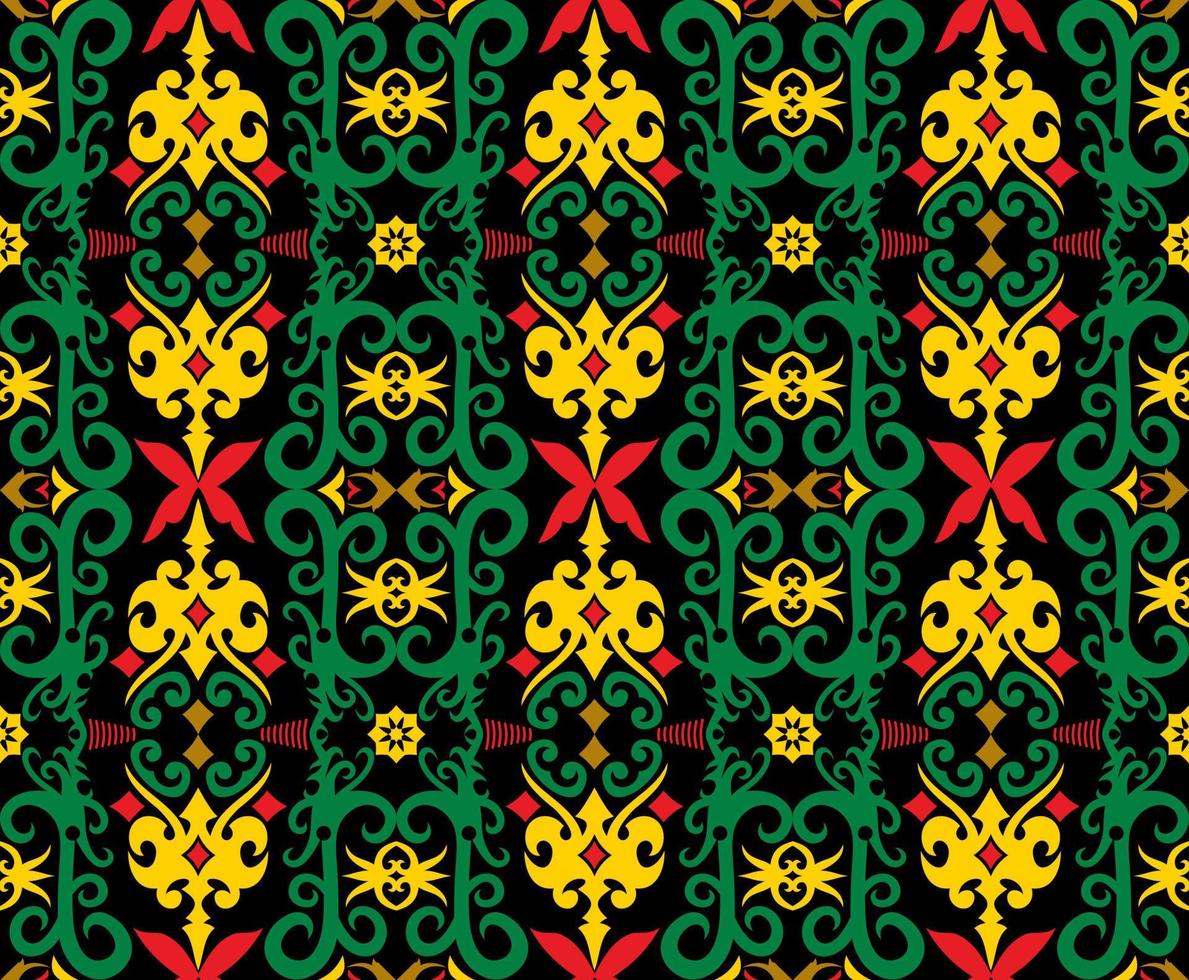 patrón sin costuras de patrón étnico dayak.motivo de tela indonesia tradicional.patrón de borneo. inspiración de diseño vectorial. textil creativo para moda o tela vector