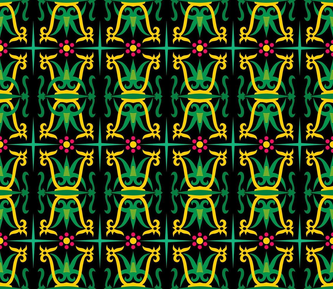 patrón sin costuras de patrón étnico dayak.motivo de tela indonesia tradicional.patrón de borneo. inspiración de diseño vectorial. textil creativo para moda o tela vector