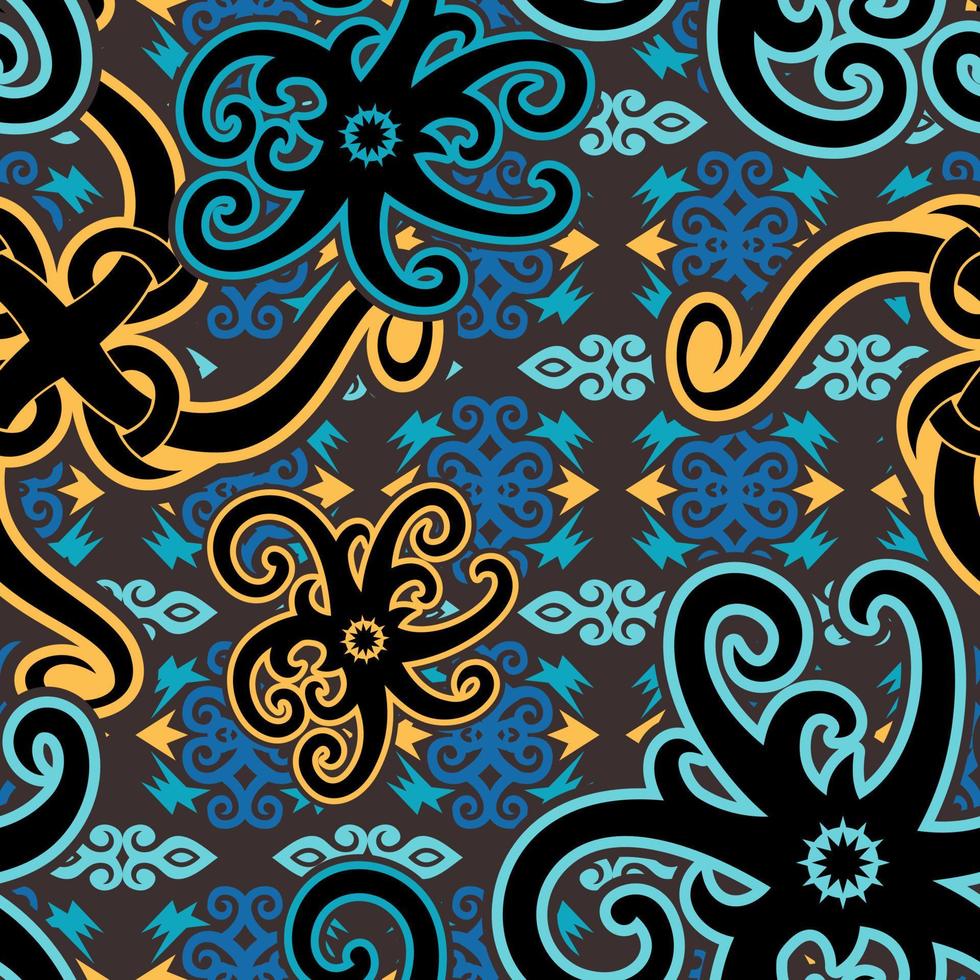 Seamless patern of dayak ethnic pattern.traditional Indonesian fabric motif.borneo pattern. vector design inspiration. Creative textile for fashion or cloth