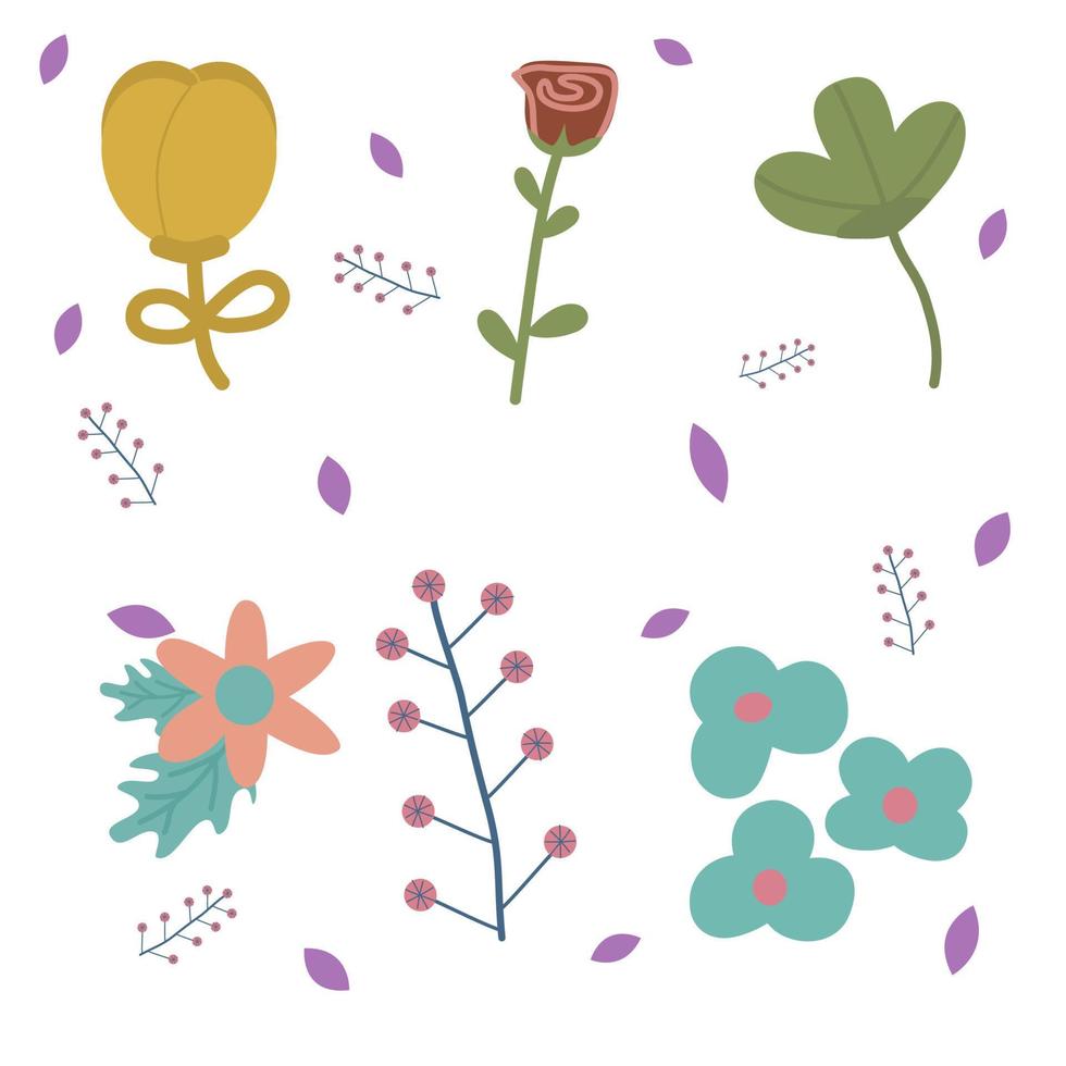 Flower cute and easy hand drawn. vector