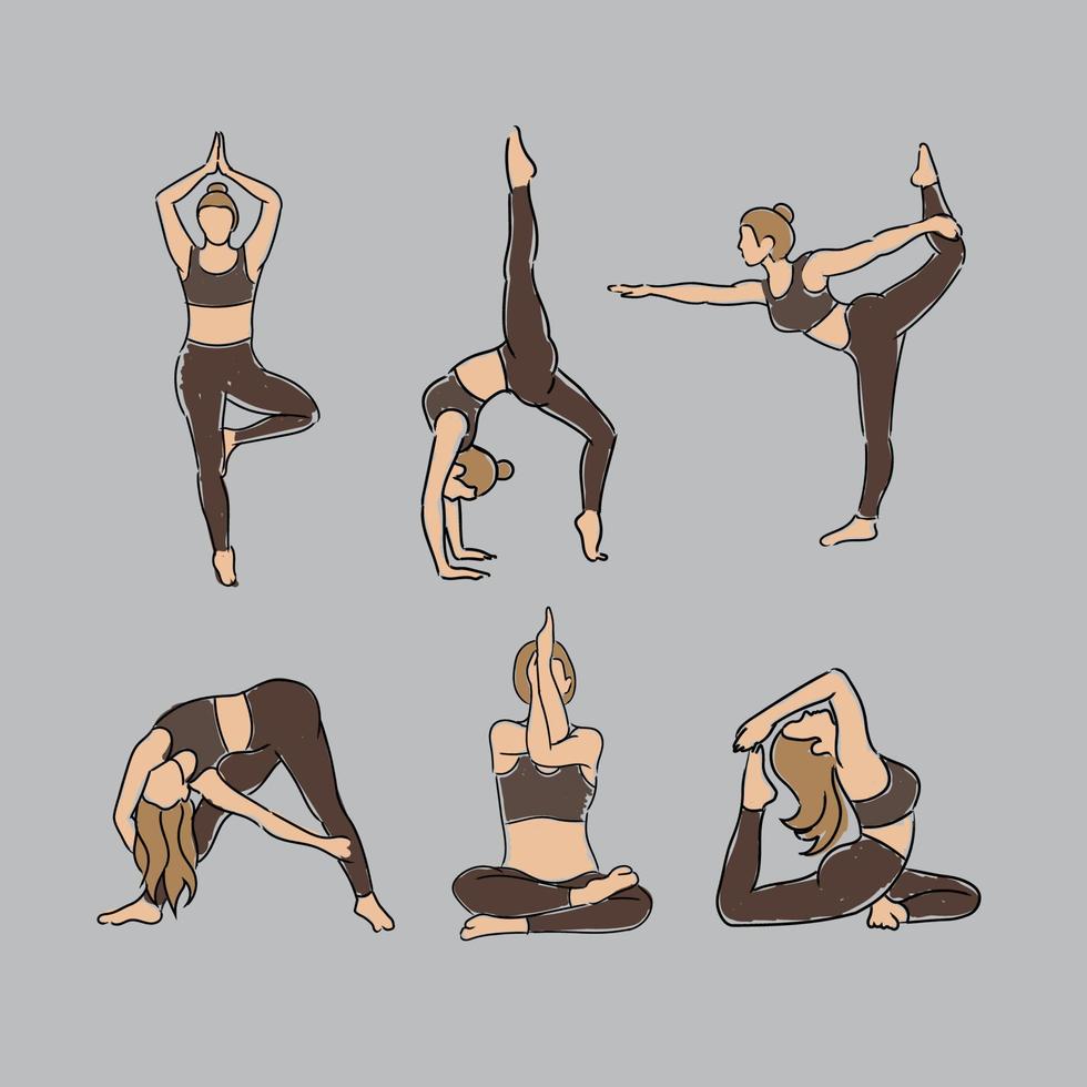 Illustration of woman practice yoga hand drawn minimalist modern vector style