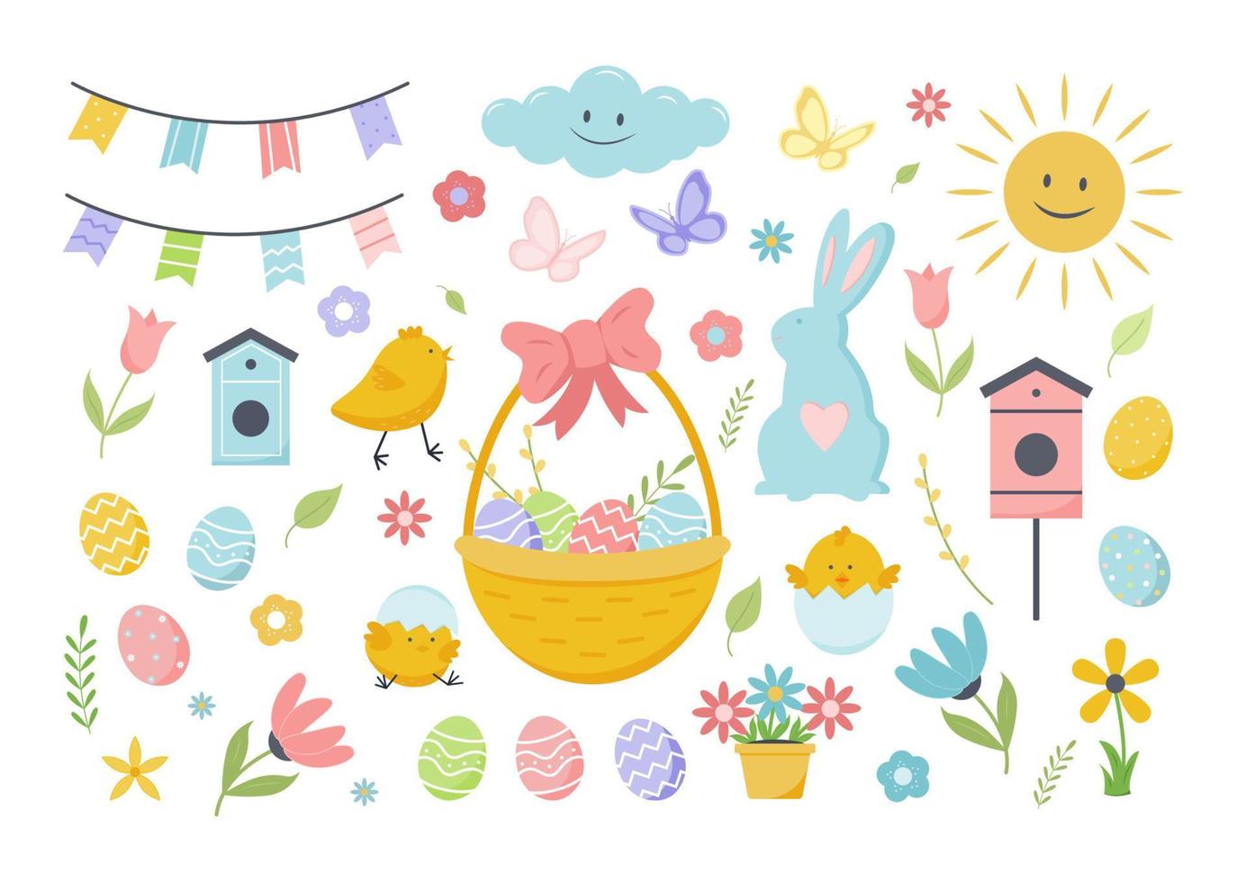 conjunto de primavera de pascua vector