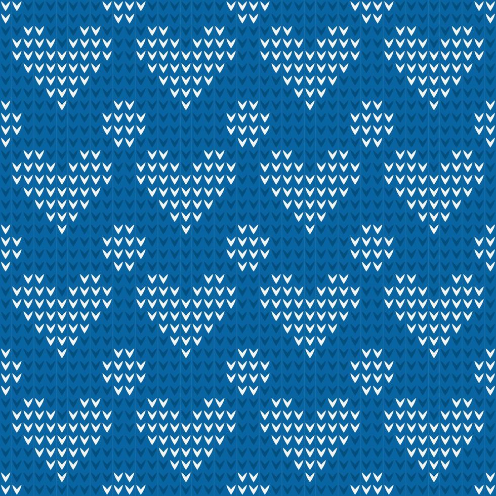 Seamless pattern knit hearts background vector