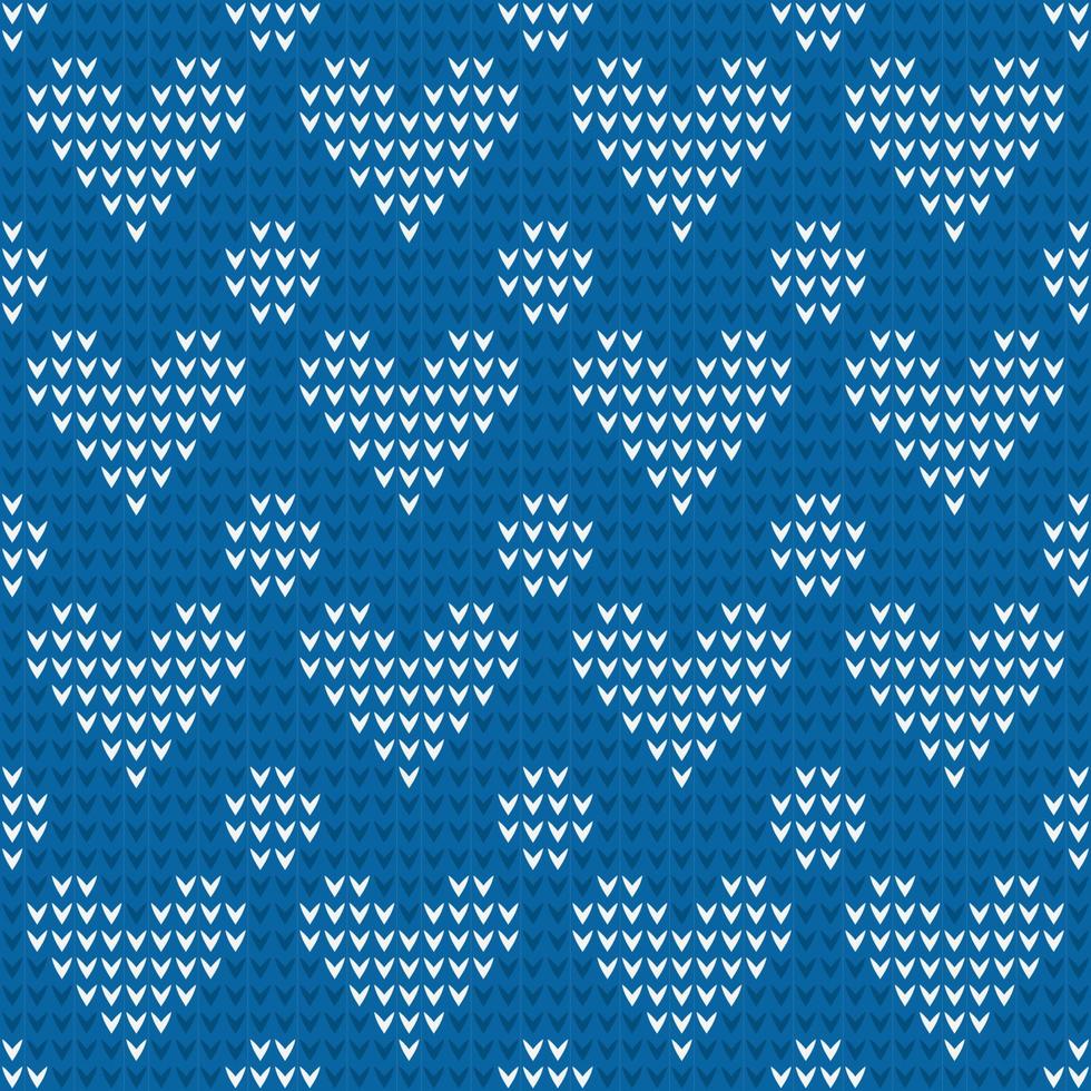 Seamless pattern knit hearts background vector