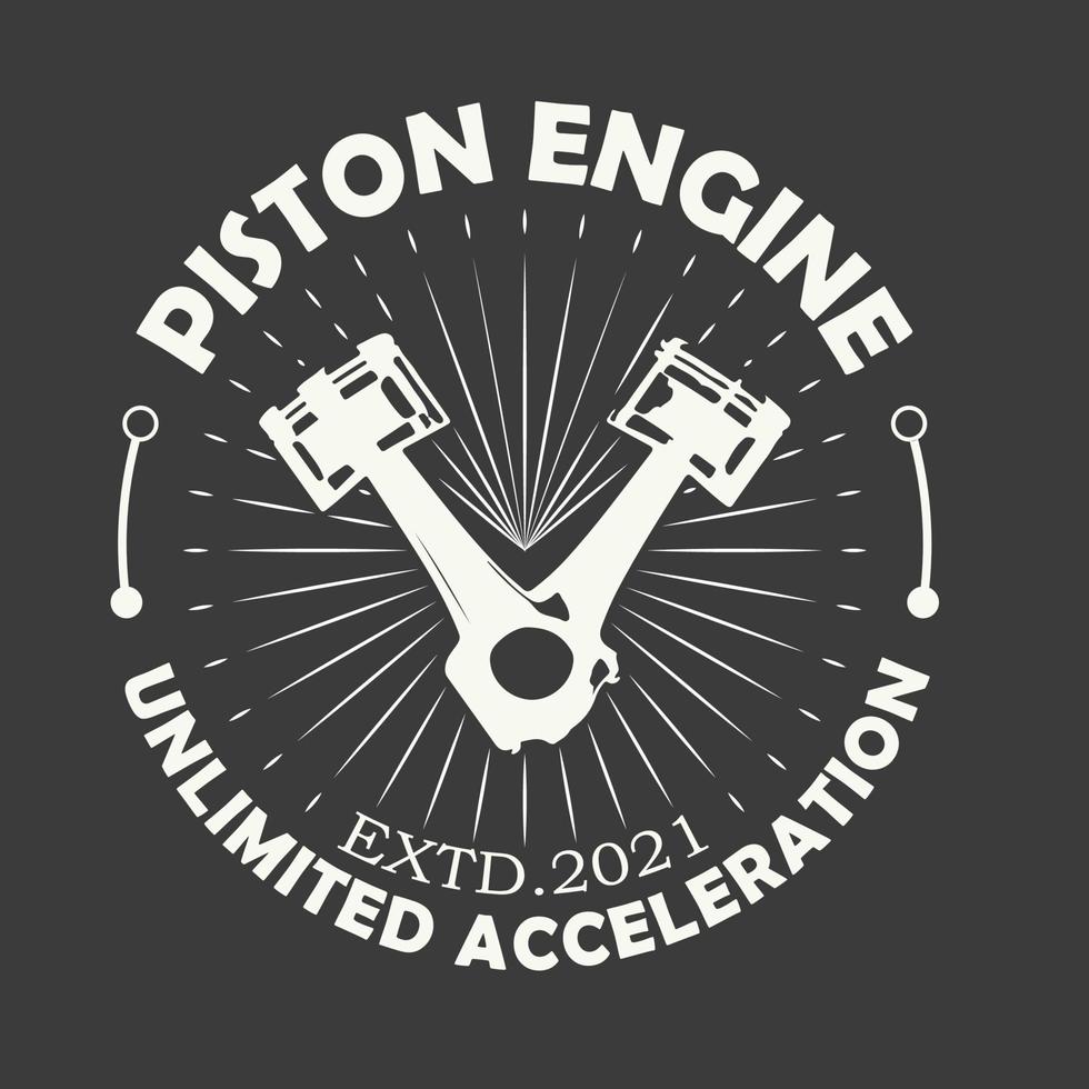 motor de pistón con logotipo antiguo. Se puede utilizar para emblemas, logotipos, iconos, etiquetas, plantillas, etc. vector