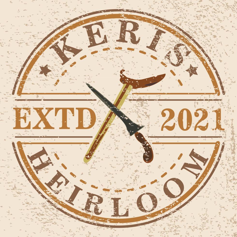 vintage logo keris, a traditional weapon from Indonesia. can be used for emblems, logos, icons, templates and so on. vector