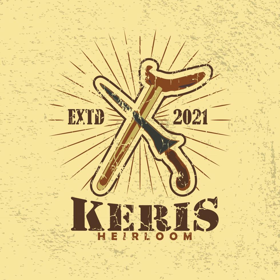 vintage logo keris, a traditional weapon from Indonesia. can be used for emblems, logos, icons, templates and so on. vector