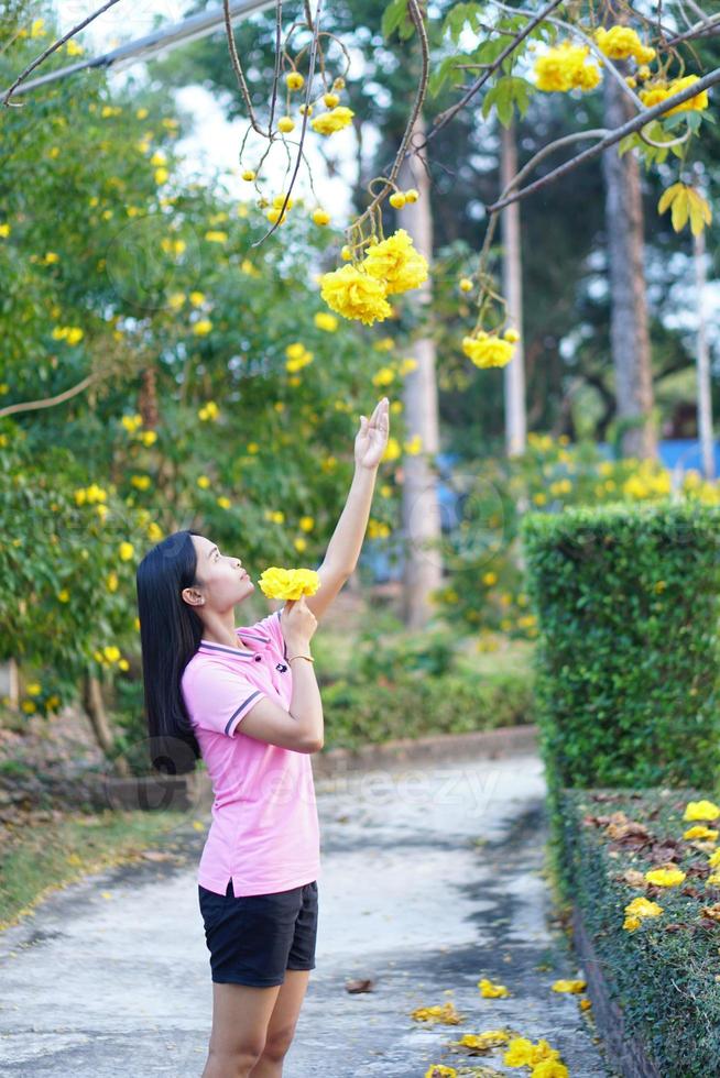 Asian woman tourists smile happily. photo