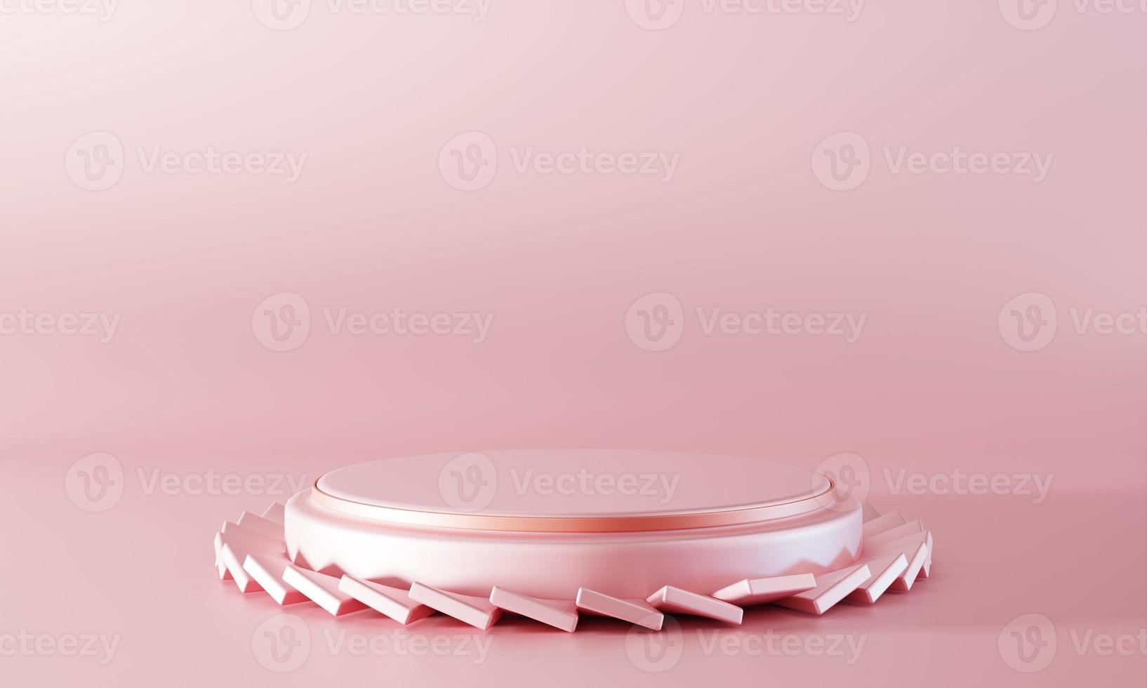 Minimal pink podium stage background. Abstract object scene for advertisement concept. 3D illustration rendering photo