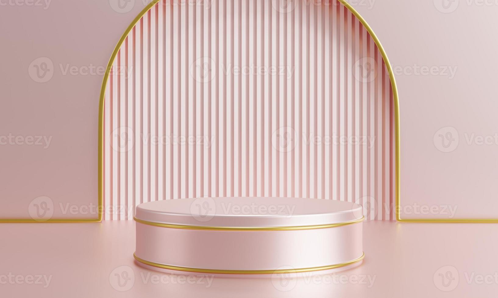 Pink podium in Asian style for product advertising template background. Object and abstract concept. 3D illustration rendering photo