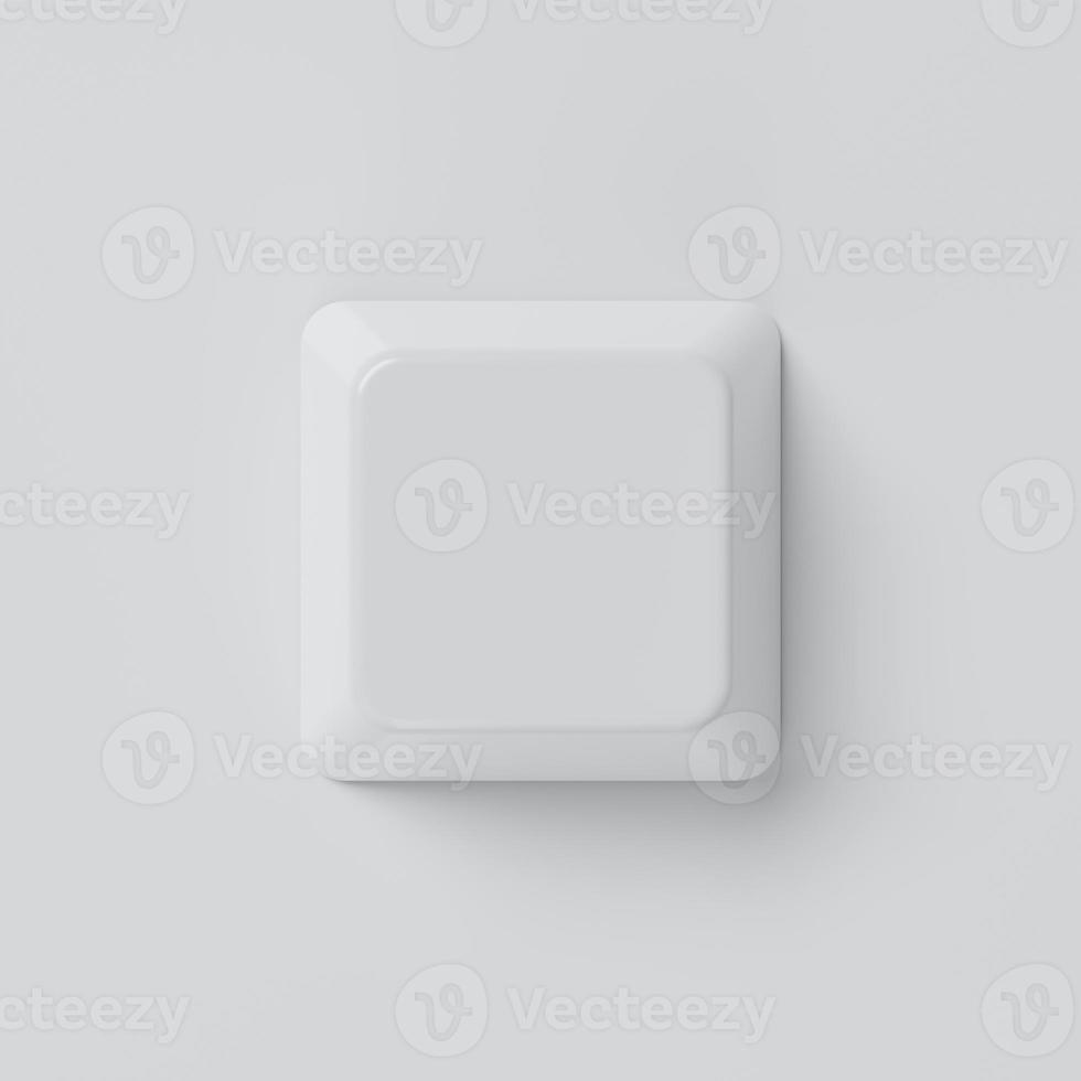 botón de teclado vacío blanco en el fondo. concepto de computadora y objeto. representación de ilustración 3d foto