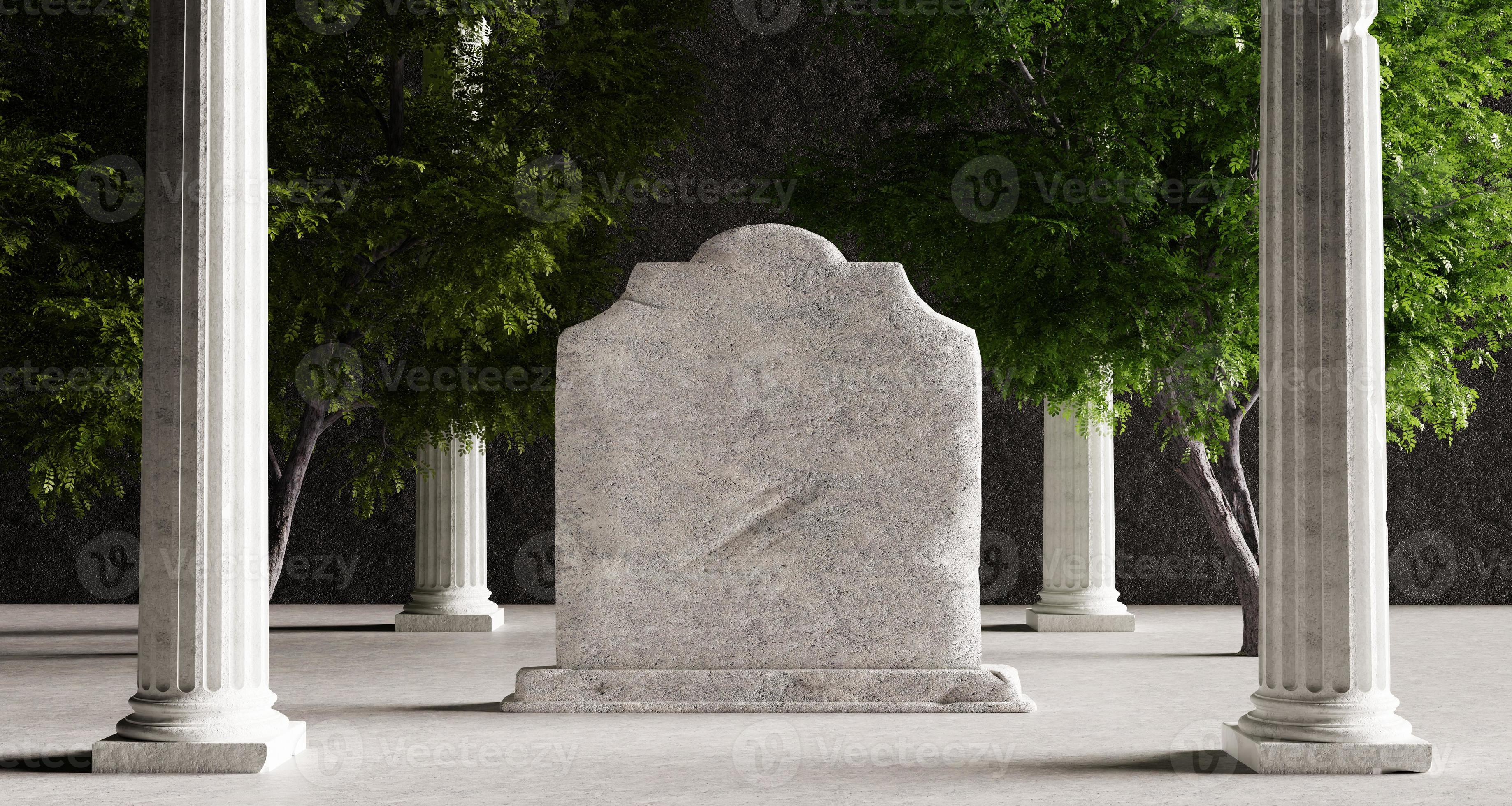 Realistic mockup of gravestone headstone tombstone with Corinthian