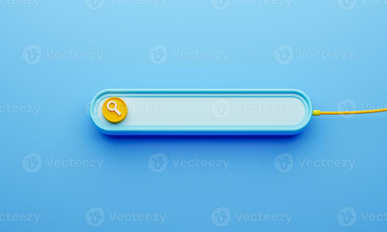 Minimal style search bar user interface with empty space for fill in text on blue background. Internet template and form computer graphic concept. 3D illustration rendering photo