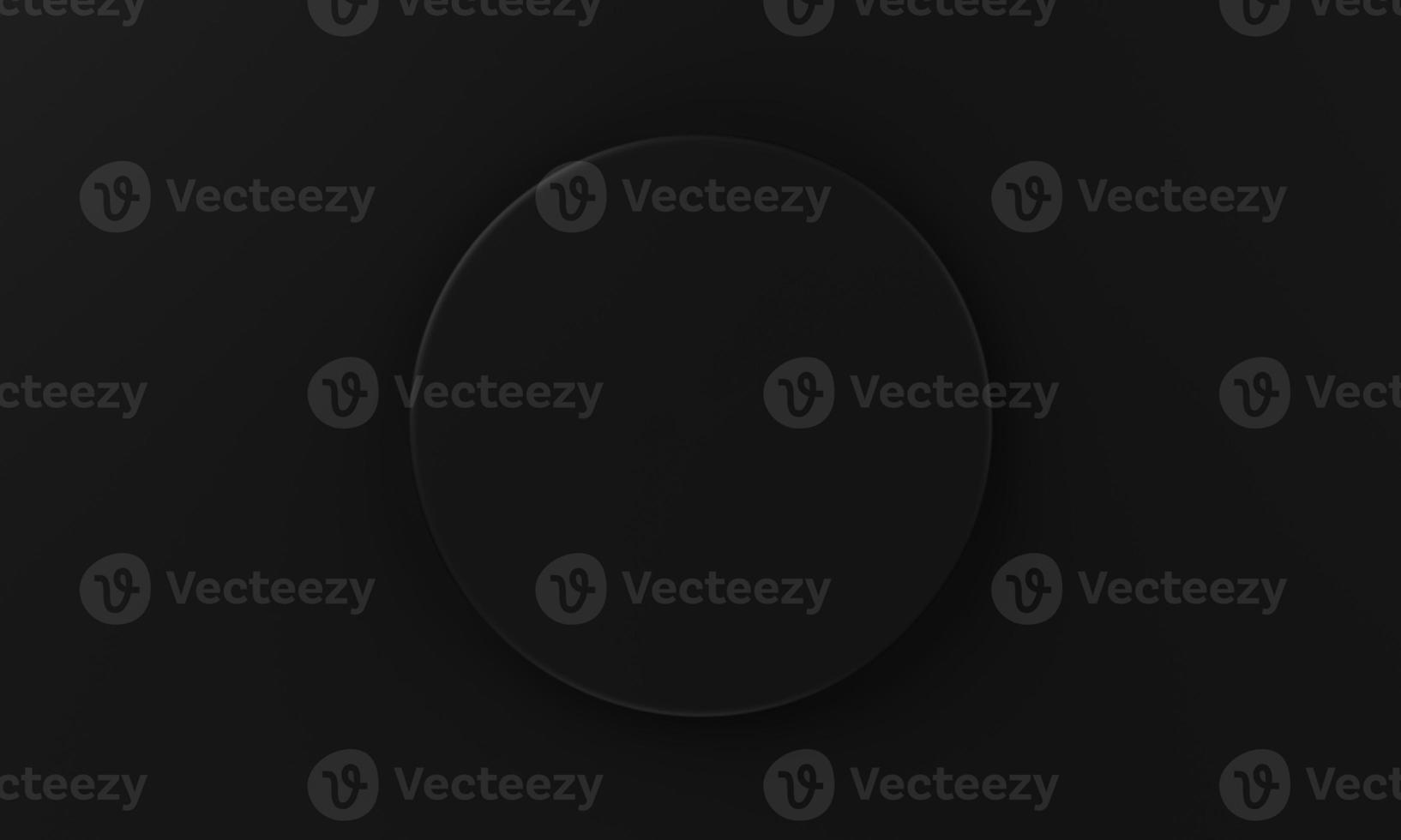 Top view black minimal circular product podium background. Abstract and object concept. 3D illustration rendering photo