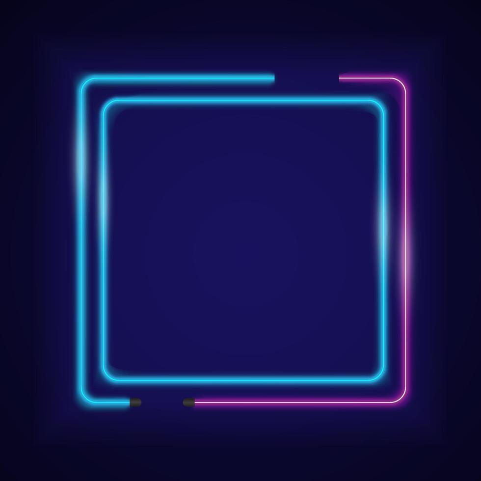 Glowing neon frame. Geometric border bright shine vectro illustration. vector