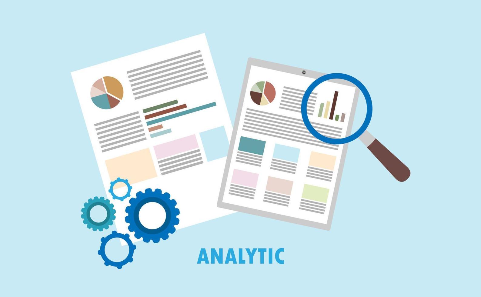 Analytic finance graph report and business investment planning concept. Concept of line icon vector