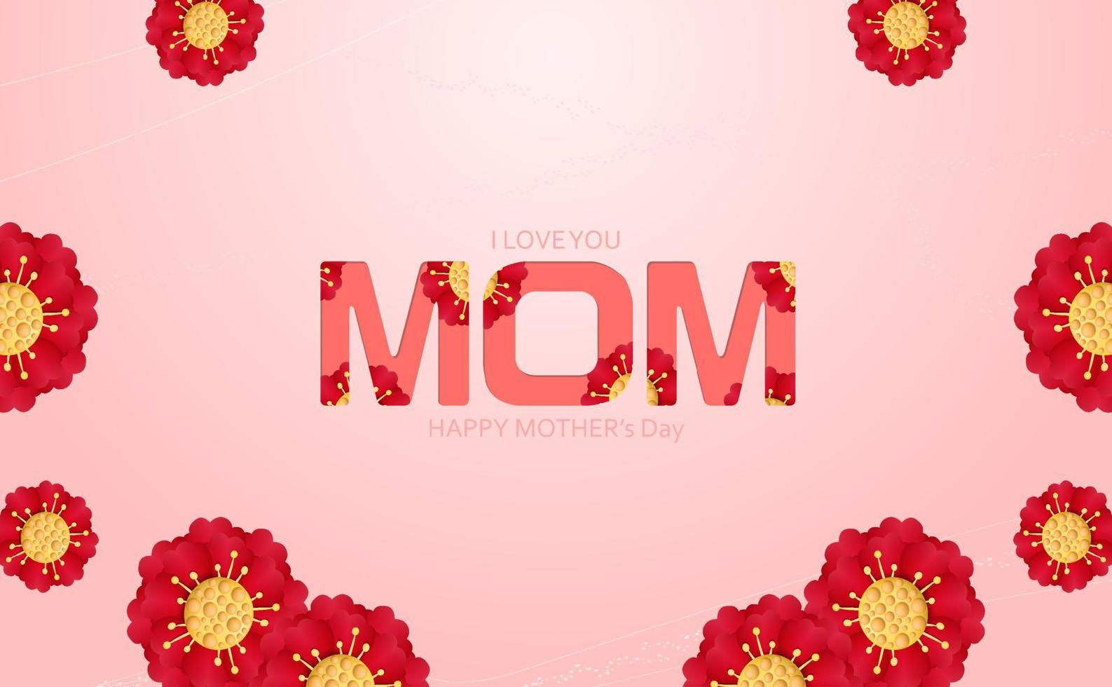 Mother's day card background with paper cut follower of Vector