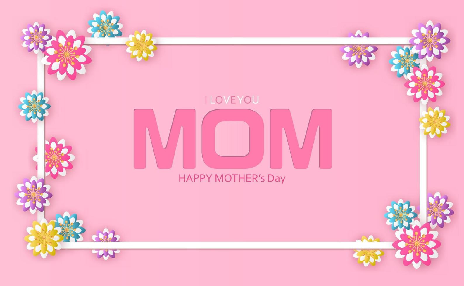 Mother's day card background with paper cut follower of Vector