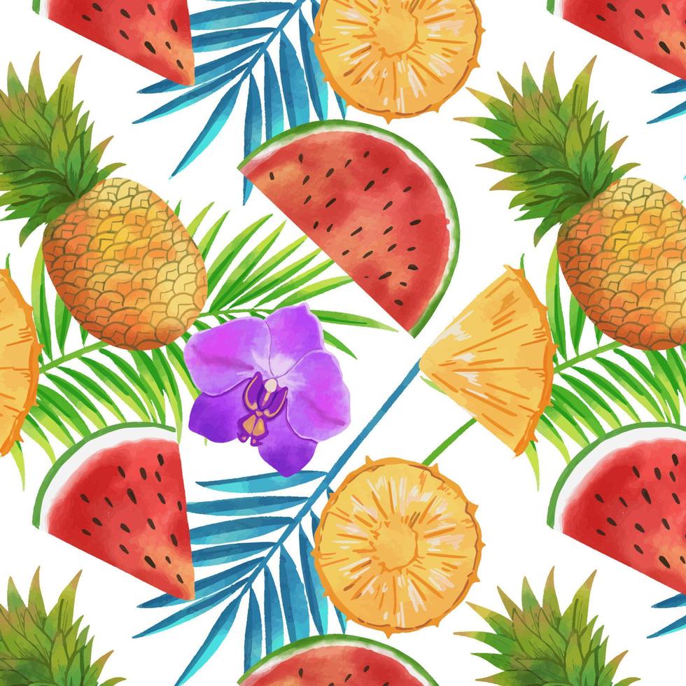 Summer Fruit Watercolor Pattern vector