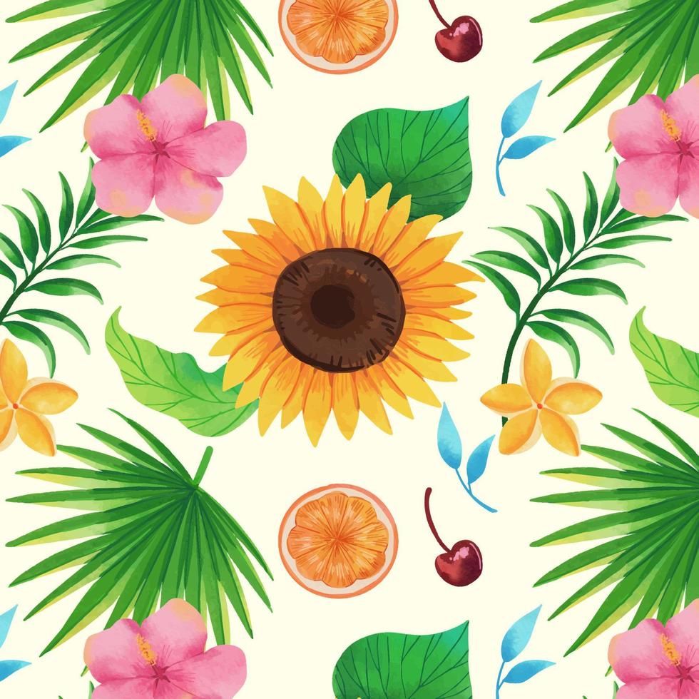 Summer Floras Watercolor Pattern vector