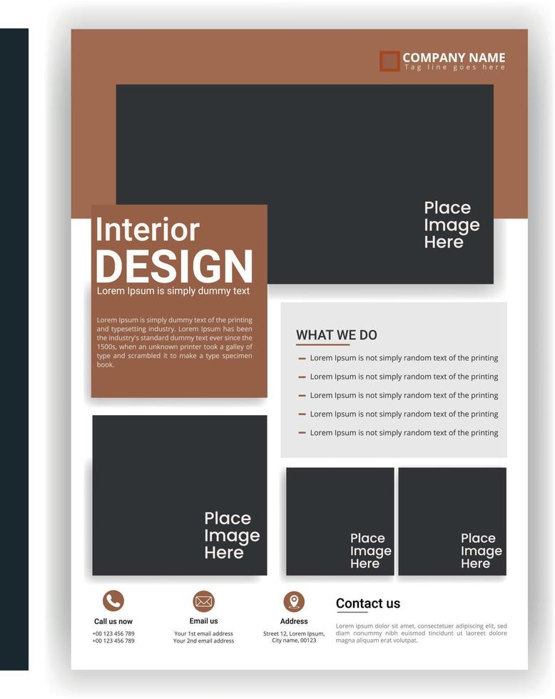 Corporate flyer template for interior design. Business flyer template vector
