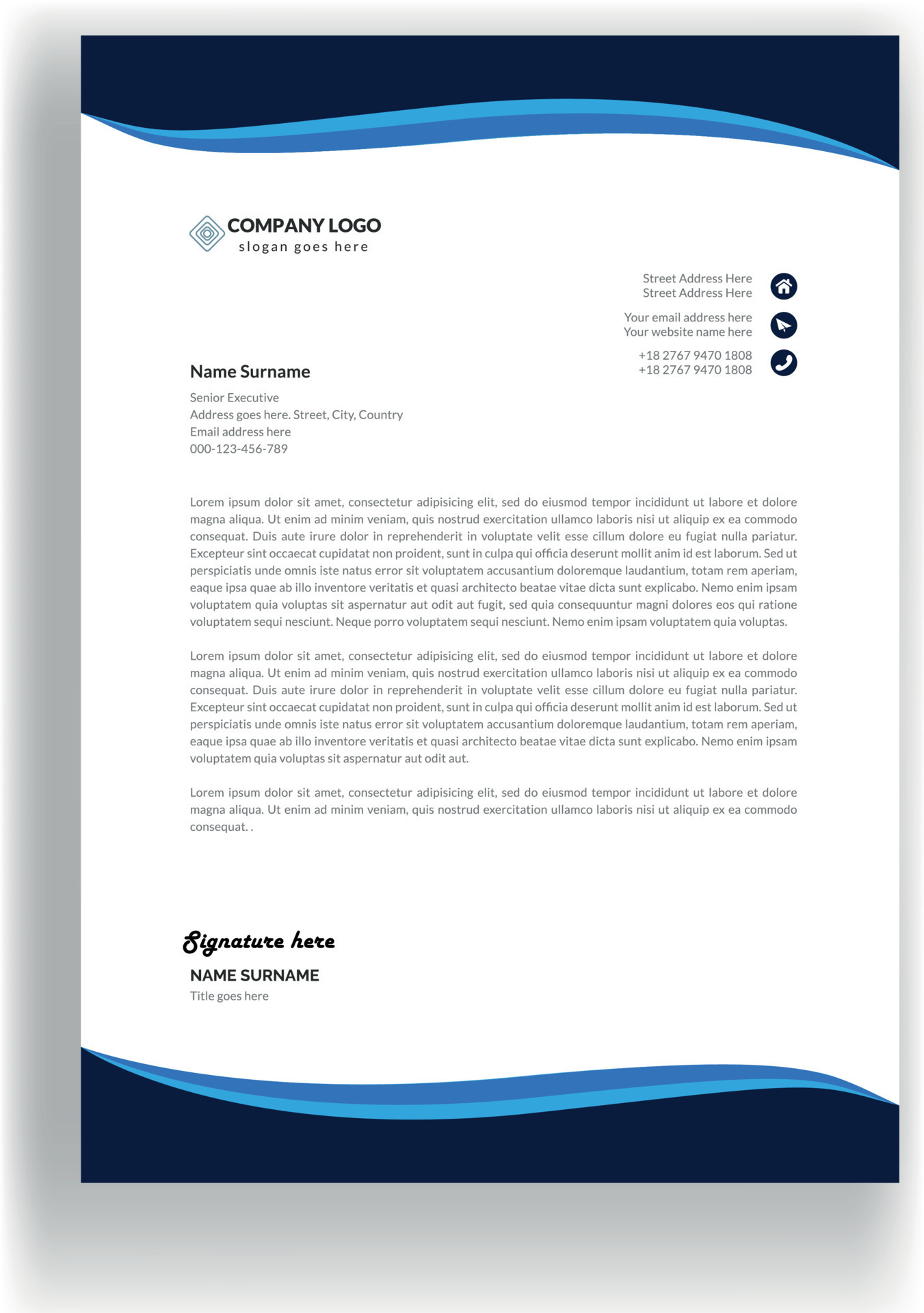Modern business letterhead pad design template. Clean and attractive