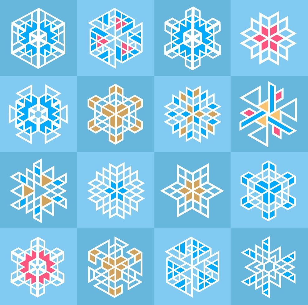 conjunto de iconos de copos de nieve. iconos de navidad. iconos lineales vector