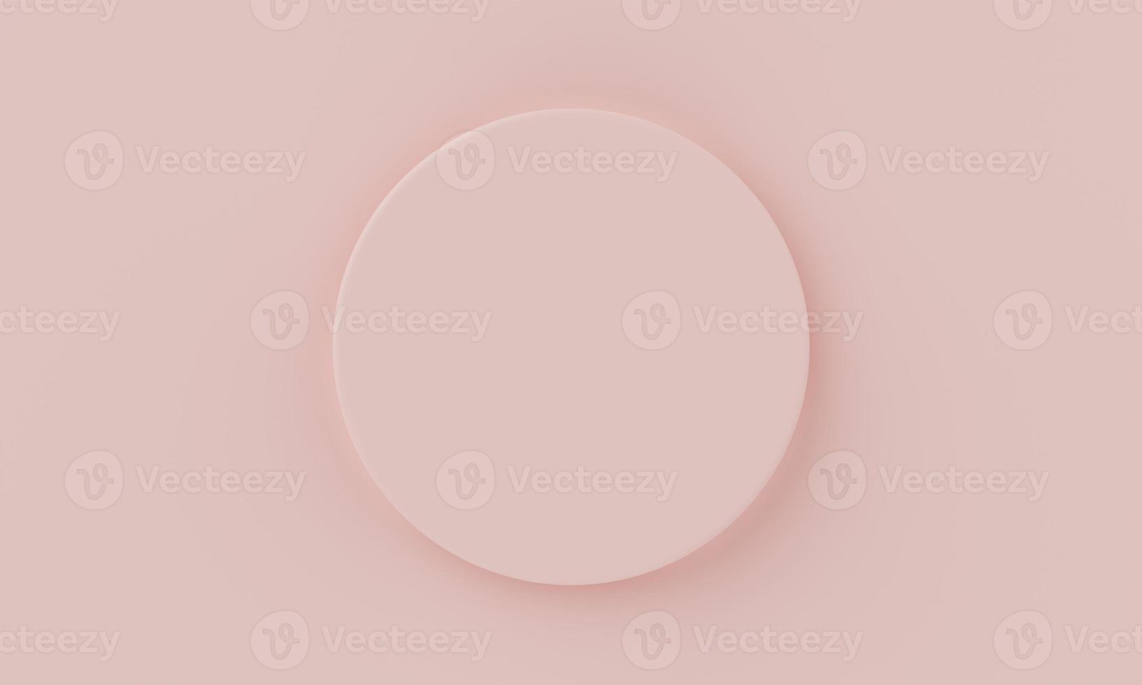 Top view coral pink minimal circular product podium background. Abstract and object concept. 3D illustration rendering photo