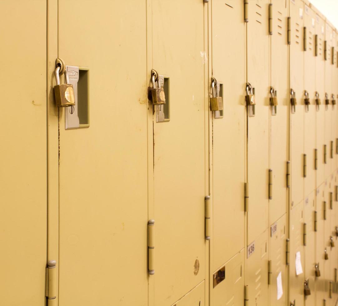 Closeup view of a lock on lockers photo