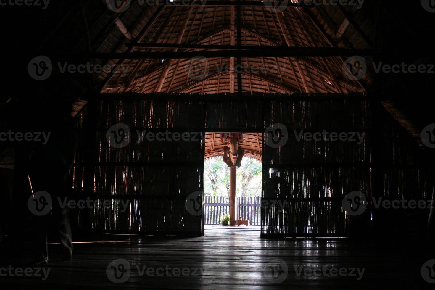 Door of Tai's house from inside made from bamboo, Thailand. photo