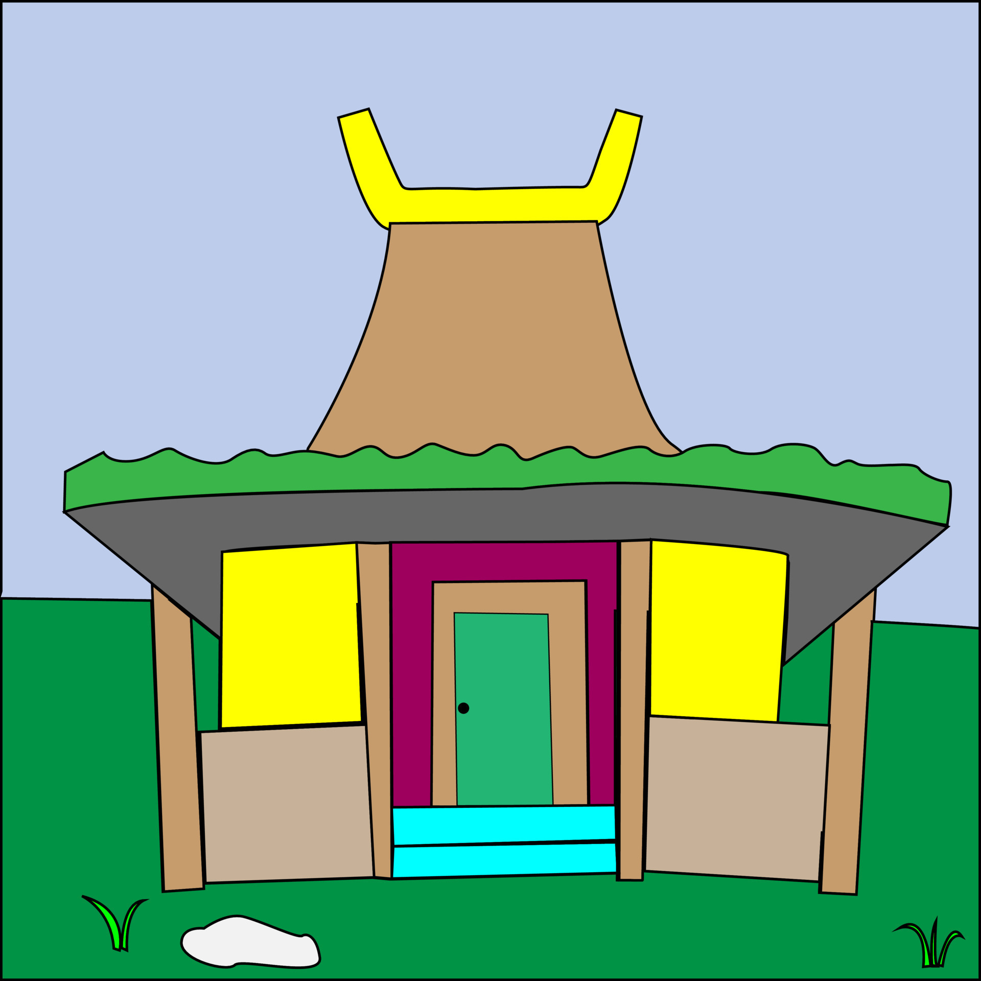 Central Java traditional house illustration 7440786 Vector Art at Vecteezy