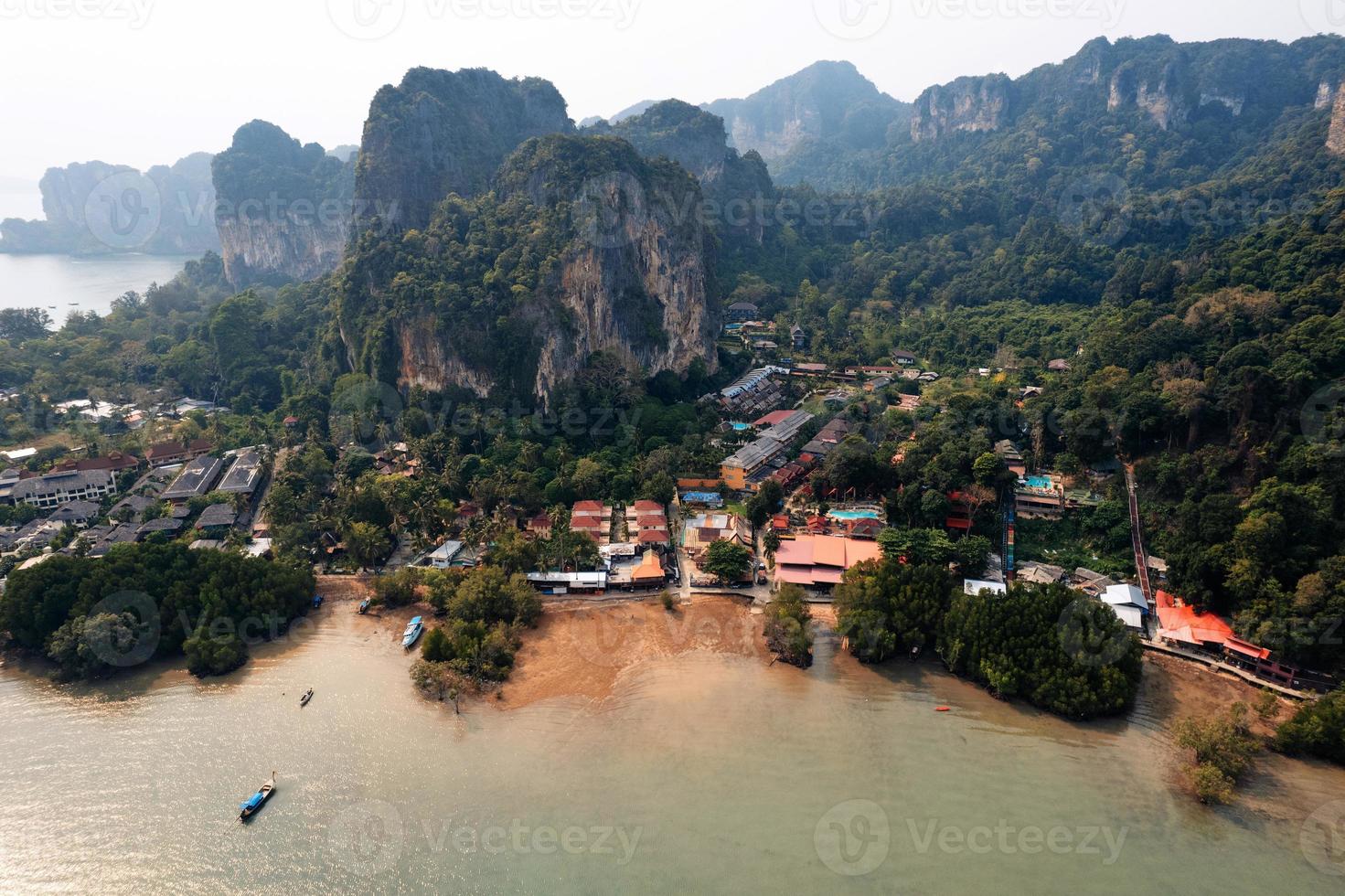 Aerial view of Railay beach in summer day in Krabi, Thailand photo