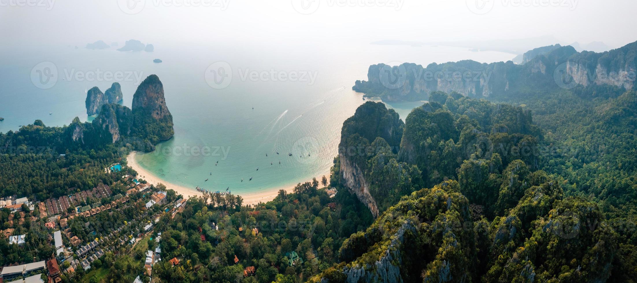 Aerial view of Railay beach in summer day in Krabi, Thailand photo