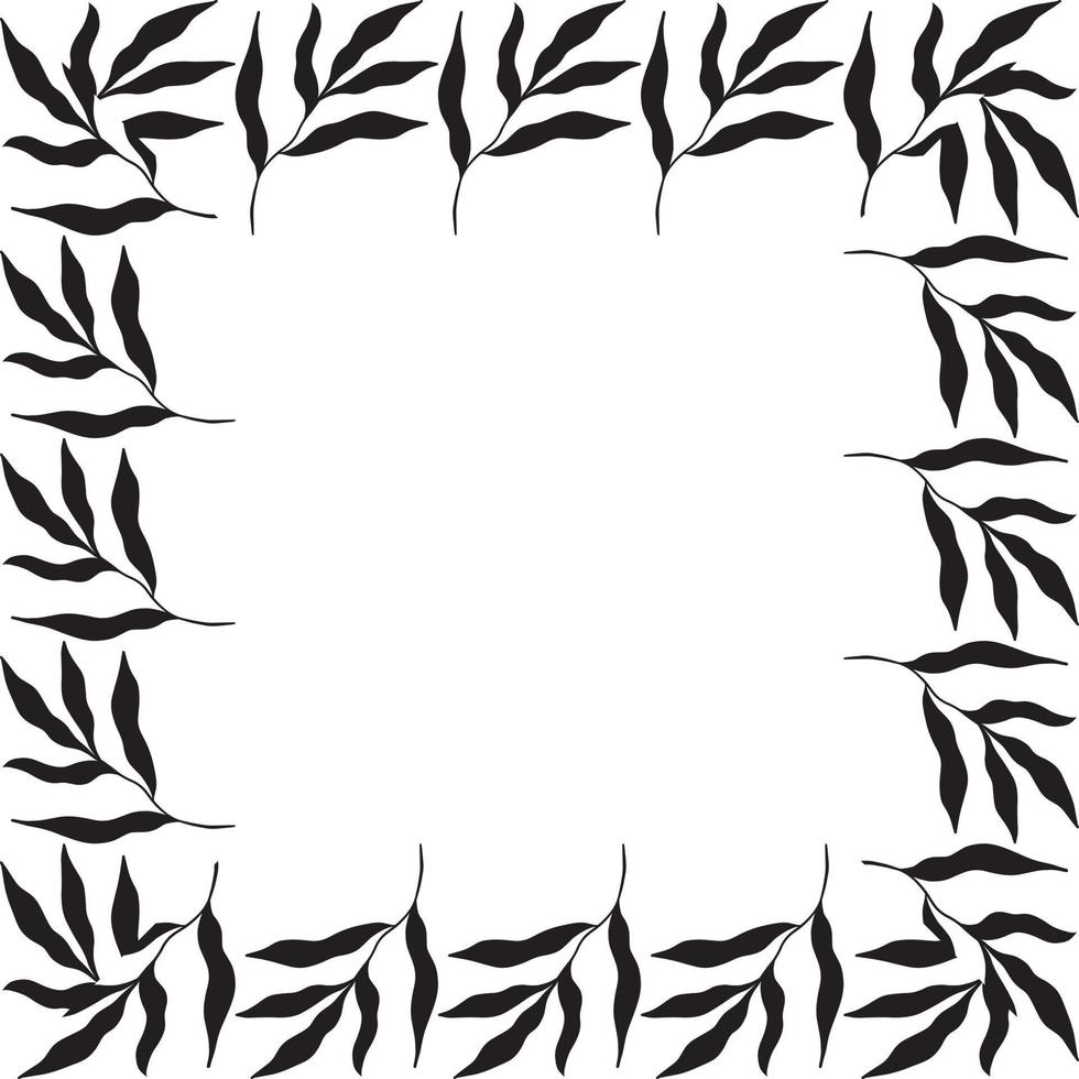 square shaped black frame made of plants on white isolated background vector