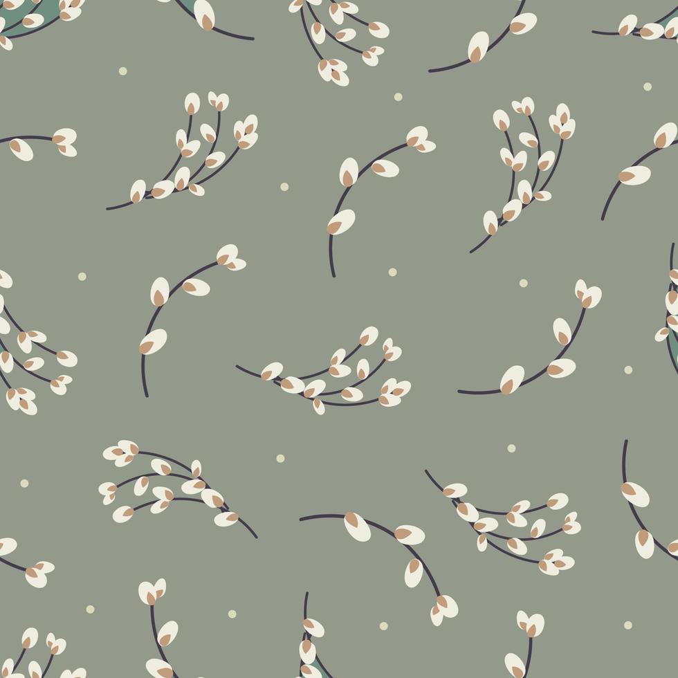 Willow seamless pattern. Willow twigs background vector