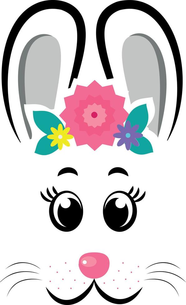 bunny masks with pink ears and flowers vector