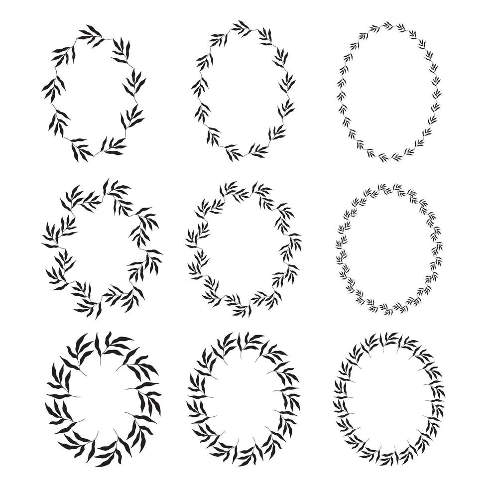 Oval   botanical frames vector