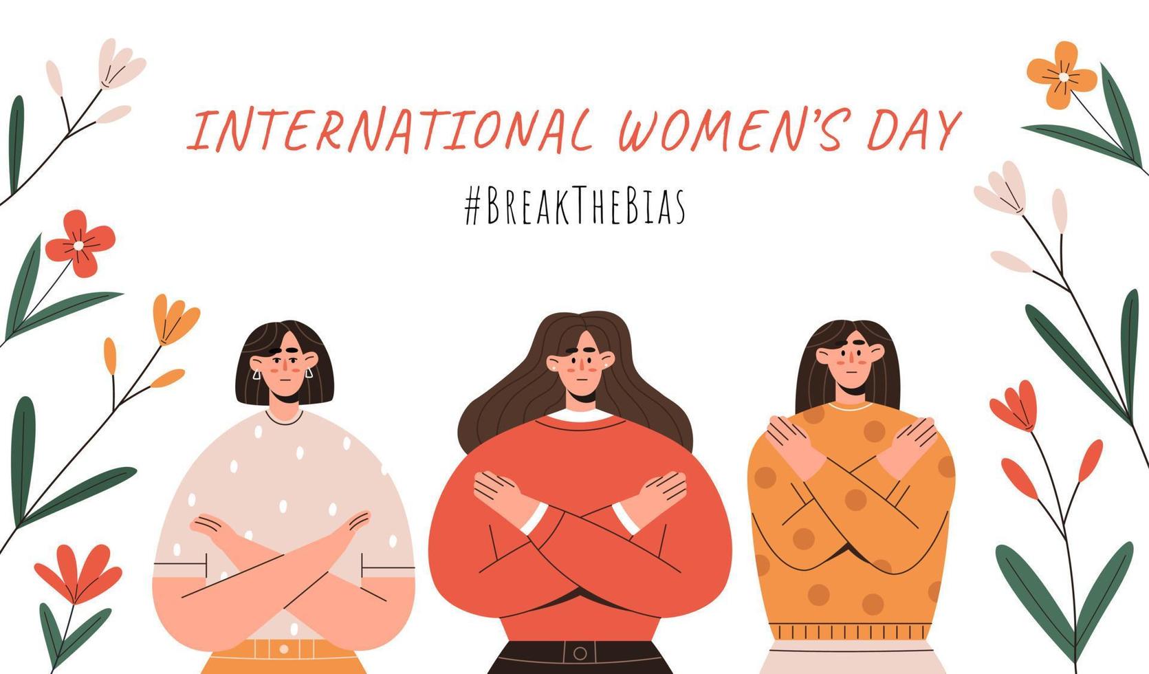 Women stand with crossed arms vector