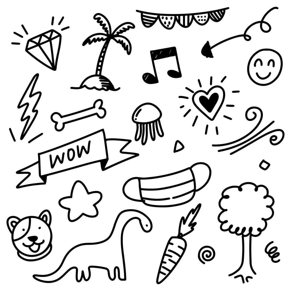 Hand drawn cute doodle for kid on white background. vector illustration.  7441345 Vector Art at Vecteezy