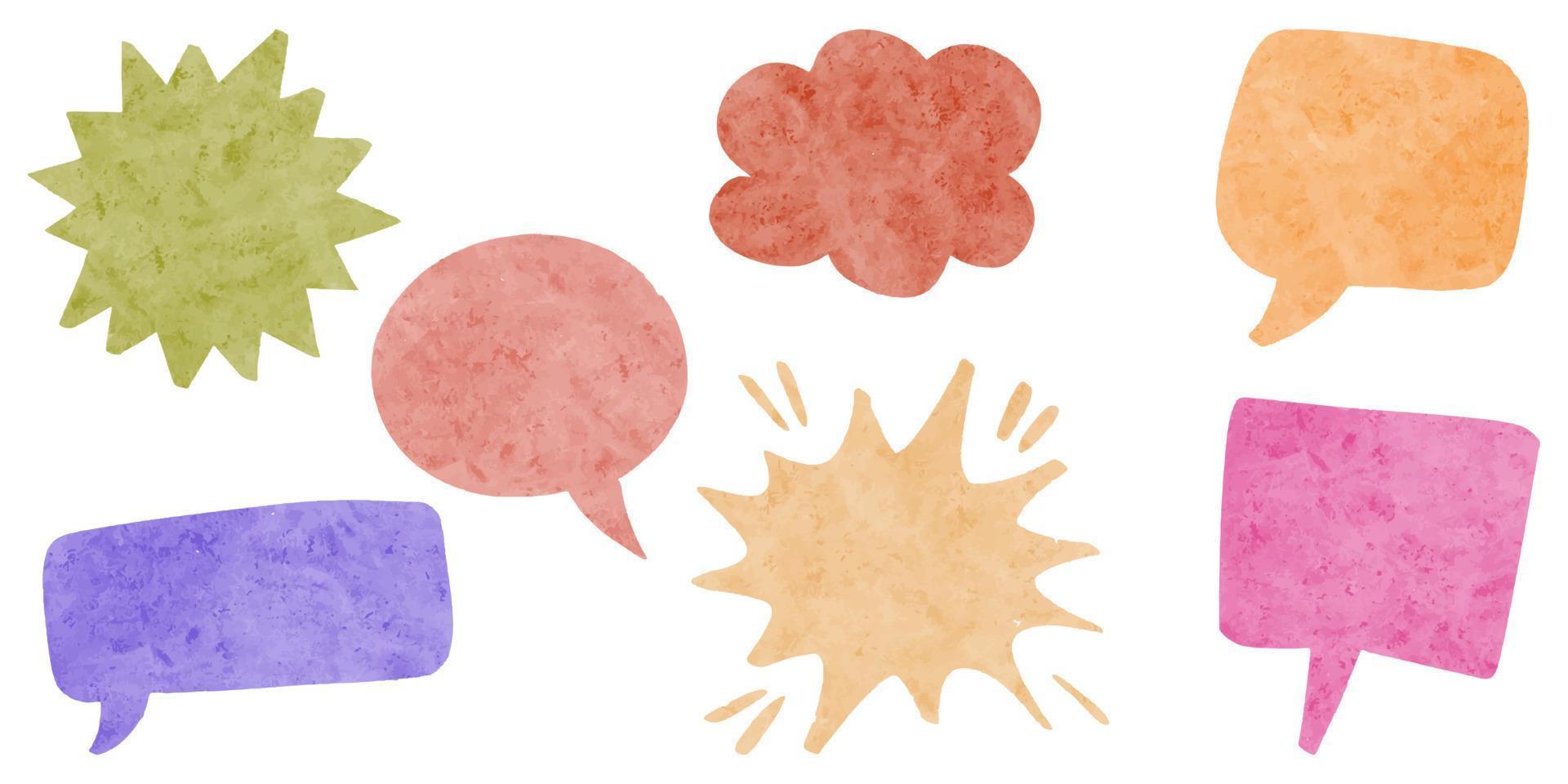 Watercolor hand drawn speech bubbles isolate on white background. vector illustration.