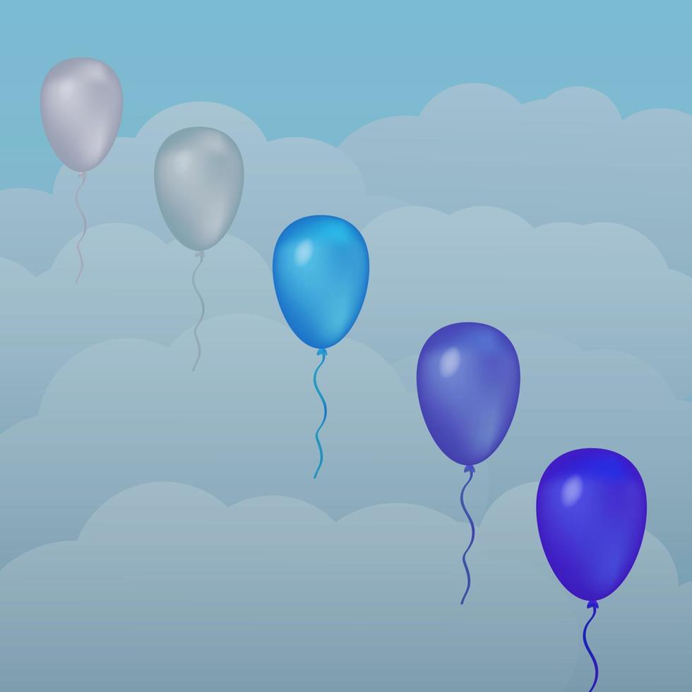 globos azules en el cielo. vector
