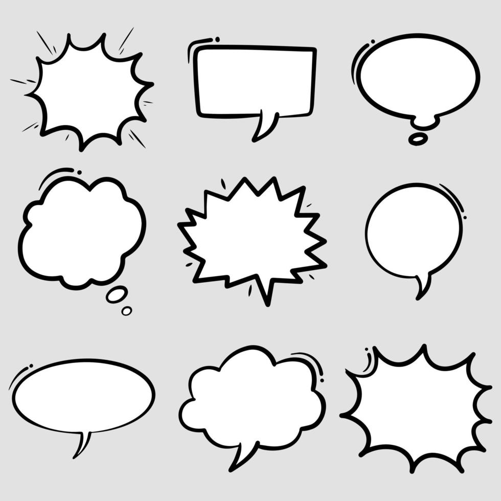 Hand drawn set of speech bubbles isolated . Doodle set element. Vector illustration.