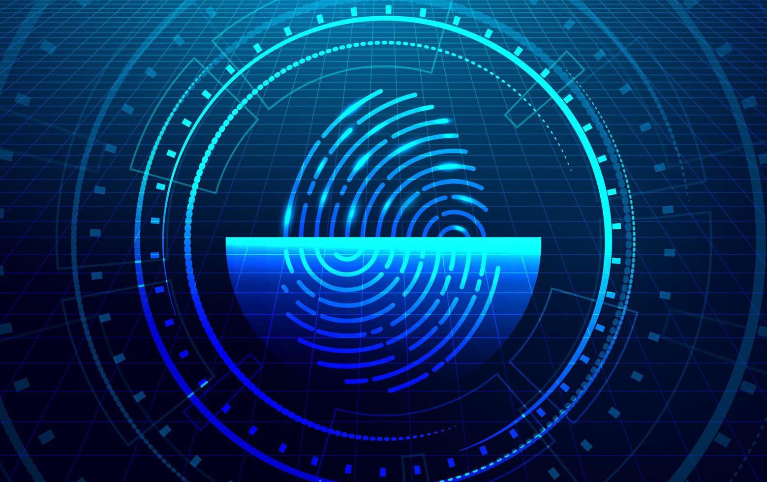 Fingerprint scanner. Cyber security, technology identification concept.  Futuristic technology background. Vector illustration.