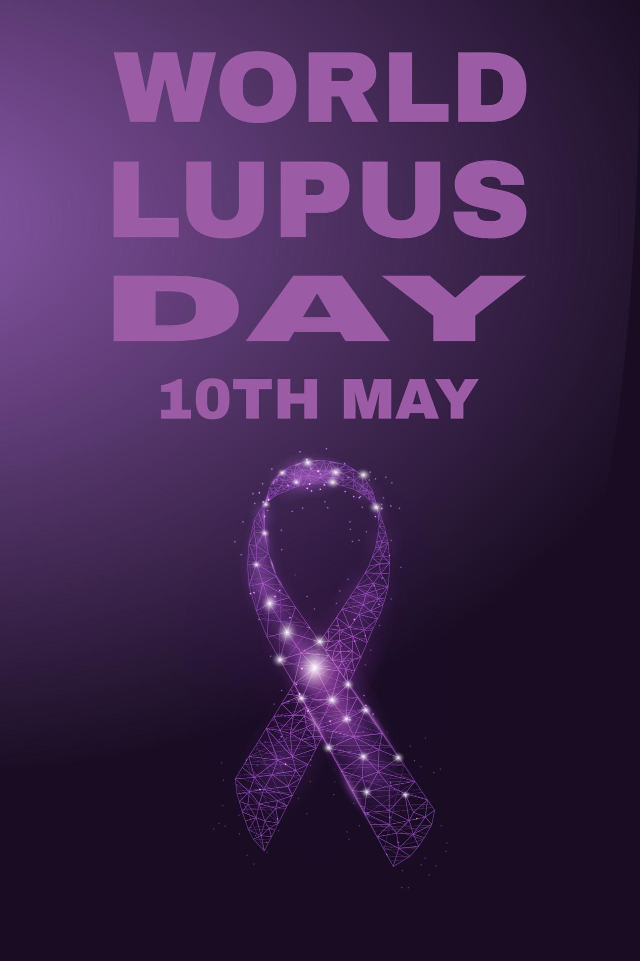 World Lupus day. Banner template with purple ribbon. Vector
