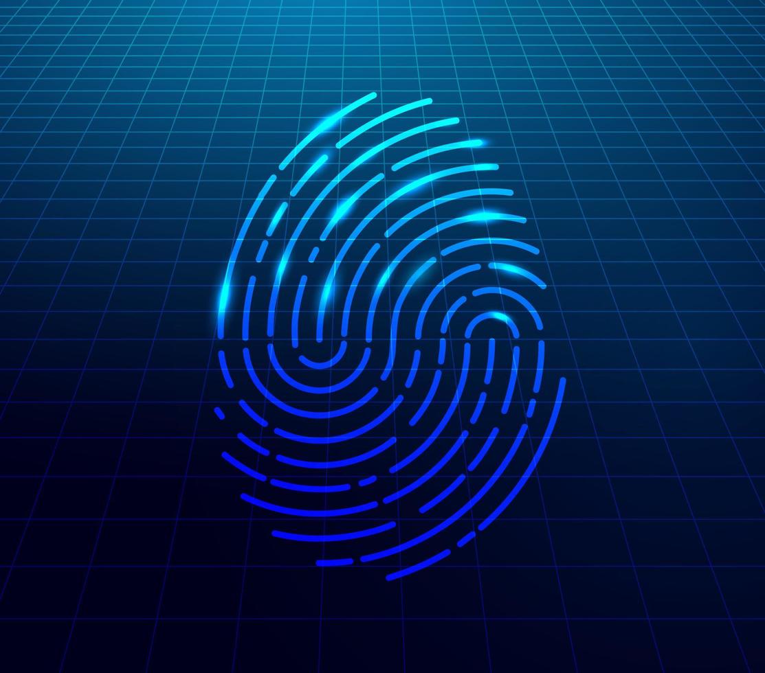 Fingerprint scanner. Cyber security, technology identification concept.  Futuristic technology background. Vector illustration.