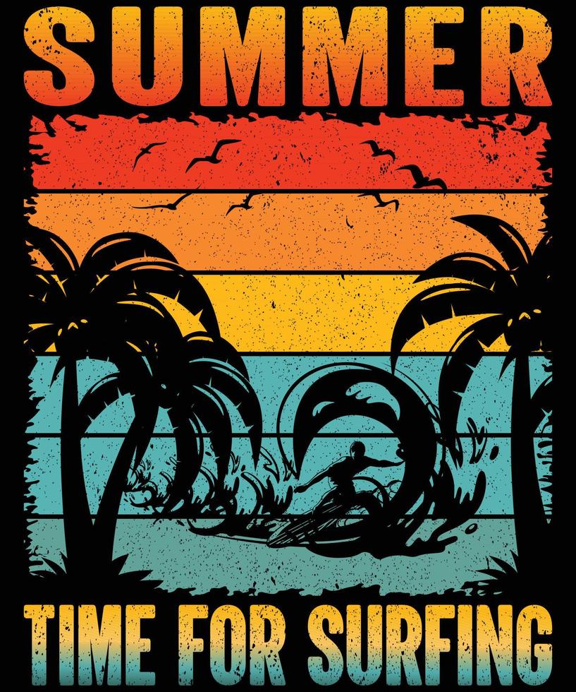 horario de verano para el diseño de camisetas de surf para los amantes del verano vector