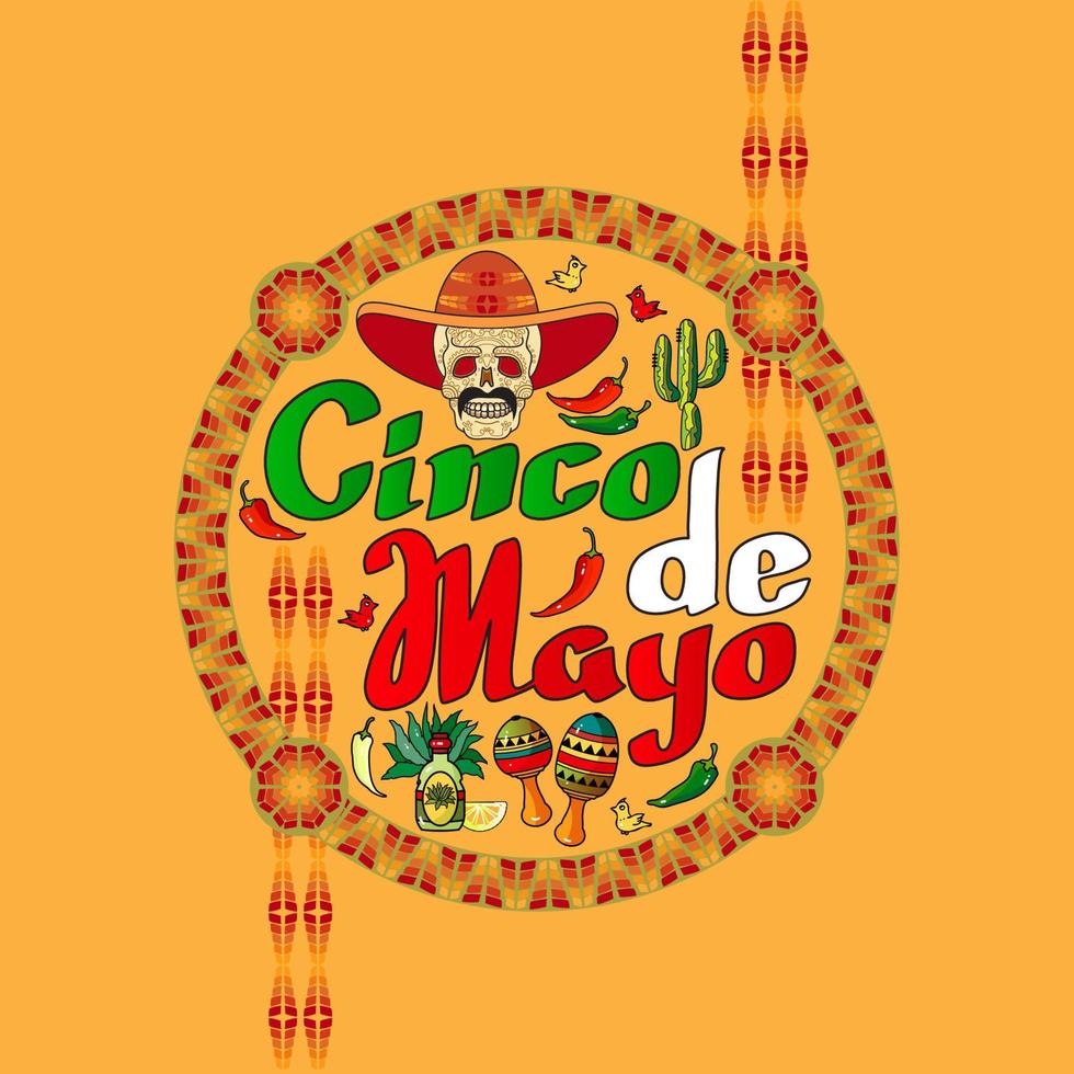 Cinco de Mayo Day. Mexican Holiday. Vector Illustration.