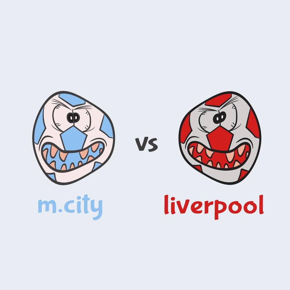 mascot monster for champions cup between m city vs liverpool. vector